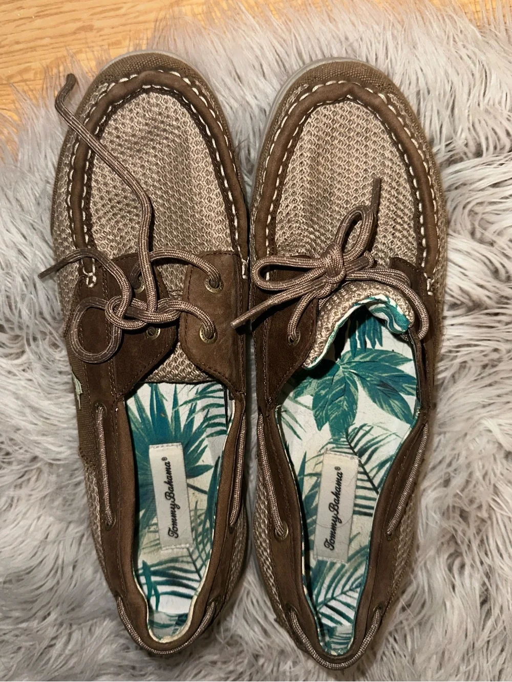 Tommy Bahama Taupe/Brown Men's Woven Boat Shoes